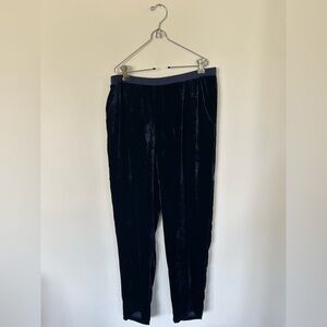 Eileen Fisher Velvet Navy Blue Pull On Pants Tapered Leg Size Small